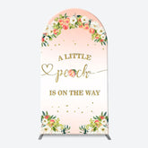 Aperturee - Pink Little Peach Floral Baby Shower Arch Backdrop